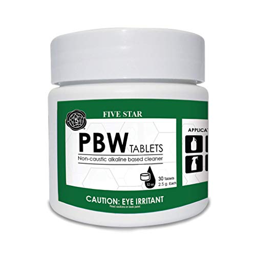 Five Star PBW Tablets - 2.5 g(1 Tablet per 32 oz. of Water) 30 ct - Bottle, Growler, Keg Cleaner - size: 30 Count (Pack of 1)