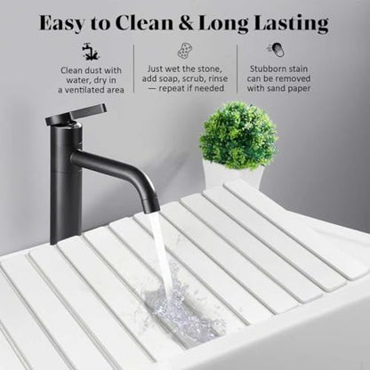Extral Large Stone Dish Drying Mats for Kitchen Counter, 28"(L)×16"(W), Collapsible Quick Drying Dish Mats, Eco-Friendly Absorbent Diatomaceous Earth Mat for Dishes Cups Bottles, Match Any Countertop - size: 28" x 16"