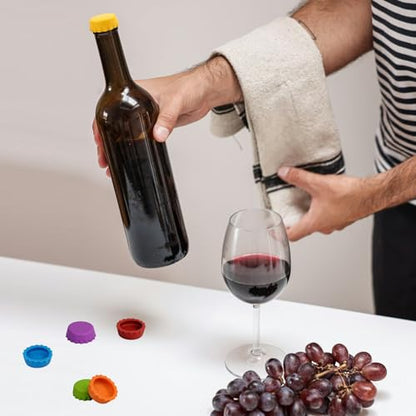 6 Pack Reusable Silicone Bottle Caps, 6 Multi-Color Soda & Wine Bottle Seal Lids, Universal Fit for Home Brewing, Beer, Champagne & Beverages (Small) - size: Small