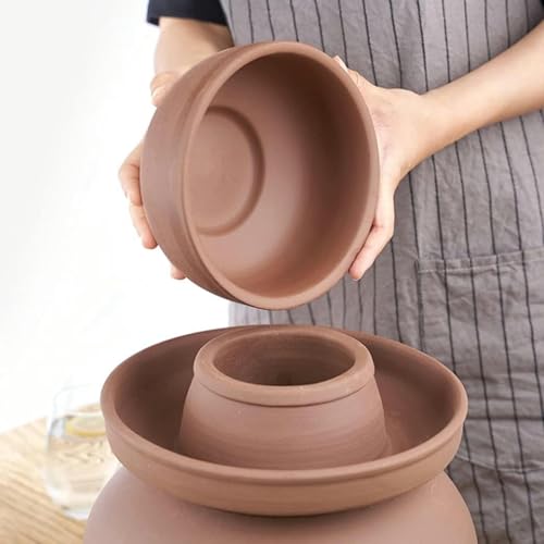 Traditional Chinese Porcelain Pickle Jar, Thickened Ceramic Fermentation Crock Pickling Pot,Fermenting Jar with Water Seal Airlock Lid Stoneware Fermenter for Kimchi 2.5KG*1