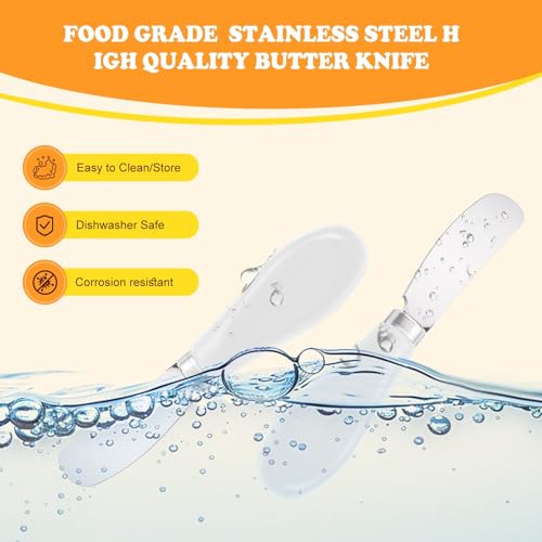 Butter Spreader Knife Set, 2-Pack Stainless Steel Cheese and Butter Knives with Ceramic Handle, Dishwasher Safe, for Soft & Hard Cheese, Jam, Cold Butter (white) - color: white