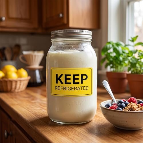 500 Pcs Keep Refrigerated Stickers 5 x 3 Inches Yellow Waterproof Vinyl Labels Perishable Warning Label for Cold Food Shipping