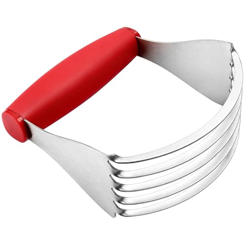 Spring Chef Red XL Size Dough Blender Tool For Baking, Heavy Duty Pastry Blender Tool for Easy Mixing, Stainless Steel Pastry Cutter with Sharp Blades, Dishwasher Safe Dough Mixer | Heavy Duty Dough Mixer with Stainless Steel Blades, Butter Cutter for Eas