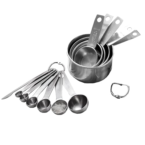 Stainless Steel Measuring Cups & Spoons Set, 12 Pieces Kitchen Measuring Sets Gadgets tool,For Cooking & Baking,Measure Dry & Wet Ingredients And Liquid (Cups & Spoons) - style: Cups & Spoons