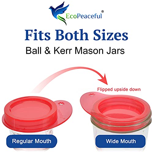 4 Pack Silicone Mason Jar Lids with Utensil Holder – Original EcoWave FlipFit & EcoPeaceful Design – Same Mold & Fit – No Straw Hole + Pull‑Tab