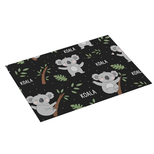 Cute Koala and Leaf Dish Drying Mat for Kitchen Counter Microfiber Absorbent Reusable Washable 18x24in - color: Cute Koala And Leaf