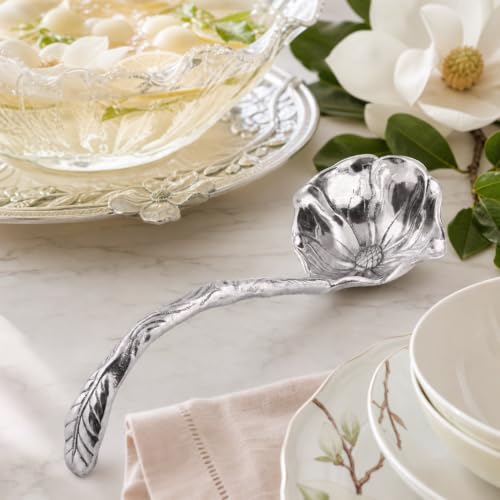 Arthur Court Magnolia Pattern Aluminum Serving Ladle - Elegant Punch/Soup Ladle for Entertaining - 12.5 Inch Long - size: 12.5 inches Magnolia