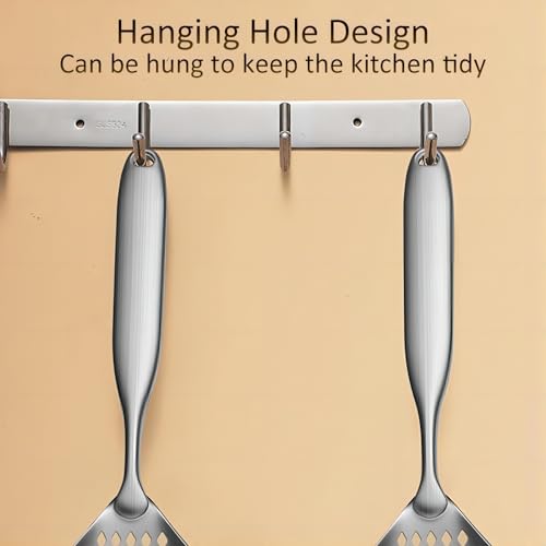 GREATLINK Large Stainless Steel Strainer with Comfort Handle and Hanging Holes,Food Grade Filter Spoon Solid Stainless Steel Strainer Skimmer Ladle for Kitchen Cooking Frying Pasta Strainer Spoon