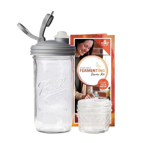 reCAP Mason Jar Fermentation Starter Kit, Wide Mouth, Silver, Made in the USA, BPA-Free