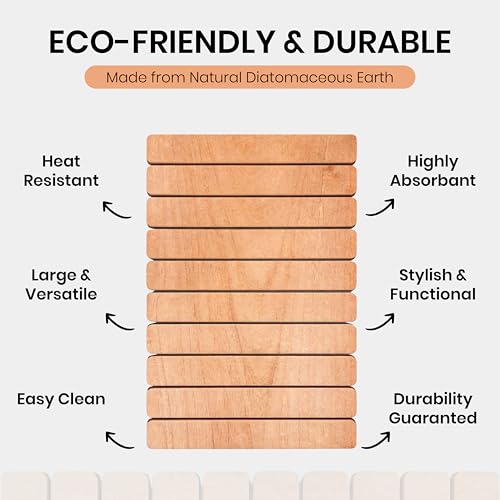 Large Stone Drying Mat 24"x16" – Diatomaceous Earth Stone Dish Drying Mat – Foldable, Ultra-Absorbent & Quick-Drying Countertop Protector for Cups, Plates, Utensils & Cookware - Wood Grain Textured - color: Wood Grain