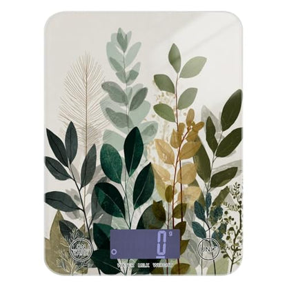 Food Scale Kitchen Scale for Baking Cooking Digital Food Weighing Measuring Scale Small Waterproof Electric Food Scale Beige Boho Style Leaves - color: Beige Boho Style Leaves