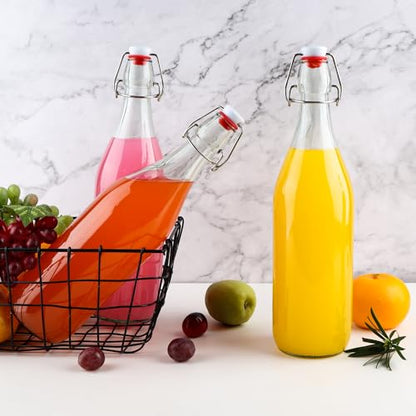 6 Pack 1 Liter Swing Top Glass Bottles, 33oz Flip Top Brewing Bottles with Airtight Stopper for Vanilla Extract, Kombucha, Beer, Kefir, Mead - size: 33oz