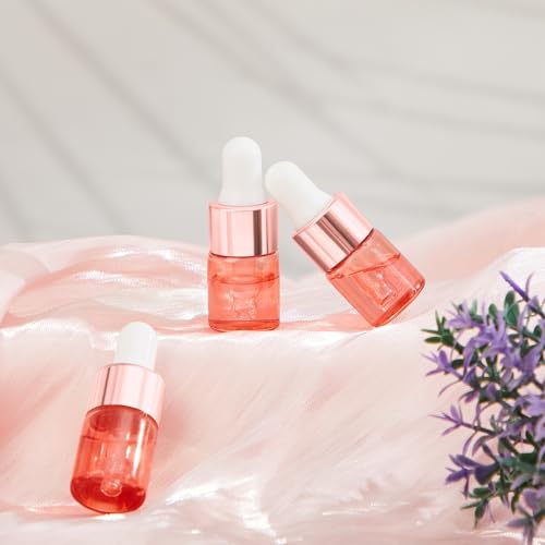 Didaey 100 Pcs 1/2/3/5/10/15 ml Mini Glass Oil Dropper Bottle Bulk, Clear Essential Small Empty Bottles Sample Containers Perfume Liquid Vials with Cap for Traveling (2 ml,Blush Pink) - color: Blush Pink, size: 2 ml