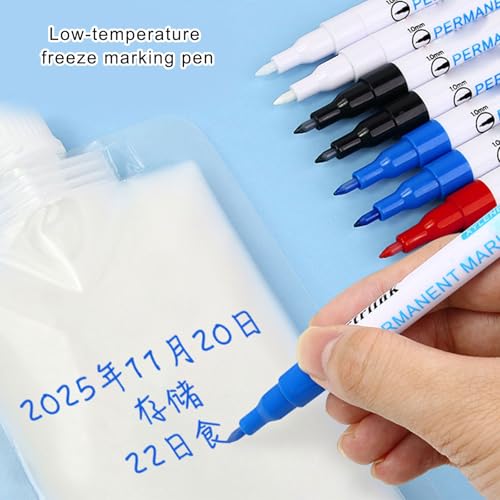 Individulized Freezer Marker Pen with Smudges Inks Ergonomic Designs for Easy Identification of Food and Samples Low Temperature Marker Pen - color: White