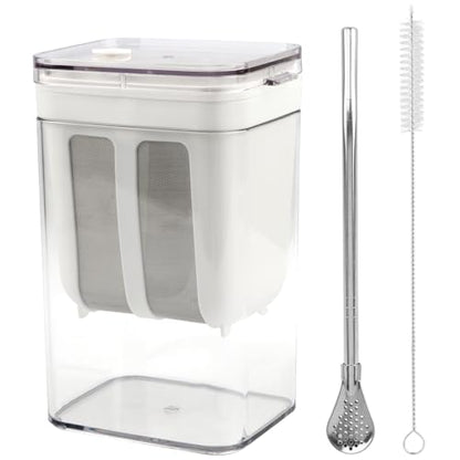 Greek Yogurt Strainer 1.16Quarts, Reusable with Stainless Steel Fine Mesh Bag & Lid, Whey Separator for Yogurt, Soybean Milk, Nut Milk (1100ml) - size: 1100ml