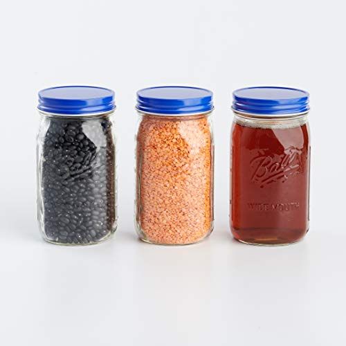 AllSpice Rust-Proof Wide Mouth Aluminum Metal Mason Jar Lids Leak-Proof 12-Pack (Blue) - color: Blue, size: Wide Mouth