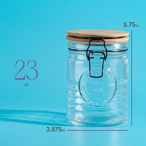 kitchentoolz Glass Storage Jars with Airtight Lids - Set of 3 Mason Storage Containers for Cereal, Coffee & Rice - 23 Ounce Pantry Organizing Canister Set