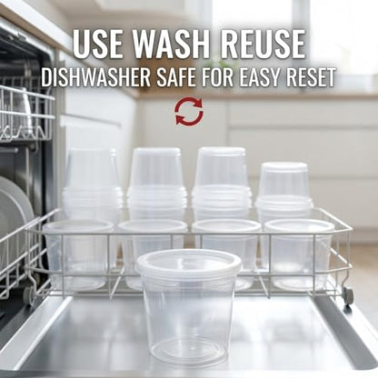 Mr Miracle 16 oz Clear Deli Containers with Lids. Pack of 12. Airtight Reusable Plastic Food and Multi-Purpose Containers. Microwave, Freezer and Dishwasher Safe - color: 12 Pack, size: 16 Ounce