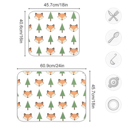 Fox Tree White Dish Drying Mat for Kitchen Counter Super Absorbent Draining Mat with Non-slip Backed Dish Rack Pad for Draining Racks Countertops Sinks Dish Bottles Cups Bowl
