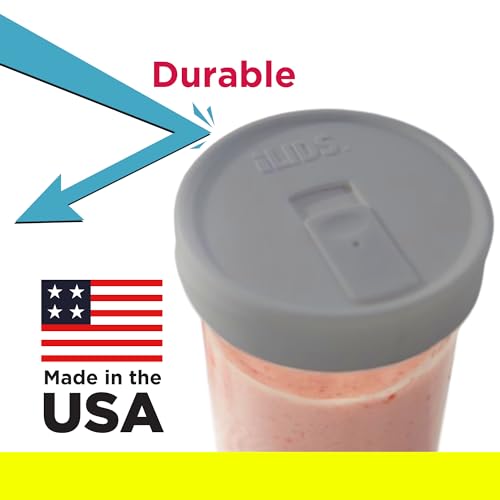 Wide-Mouth Mason Jar Drink Lid - USA Made, BPA-Free, Spill-Resistant for Coffee, Cold Brew & Iced Tea - Fits 3 3/8 in Ball & Kerr Wide Mouth - Pack of 2 - color: Gray
