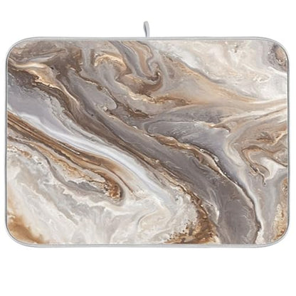 Brown Grey Marble Dish Drying Mat Absorbent Microfiber Dish Drying Pad Drainer Mats for Kitchen Counter 16 x 18 In - size: 16" x 16"