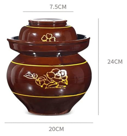 Fermentation Jars，Fermentation Crock Jar,Sauerkraut Crock,Traditional Chinese Ceramic Fermentation Crock Jar Pickling Jar With Water Seal Airlock Lid,Large Thickened Ceramic Pickle Jar Kimchi Pot Stor - size: 2.5KG