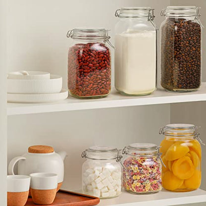 ComSaf Square Glass Pantry Jars with Airtight Lids 34 oz 3 Pack Coffee | Coffee beans, Tea sugar flour, Coffee station, Pantry organization, Small apartments, Countertop storage, Pickle - size: 34oz*3