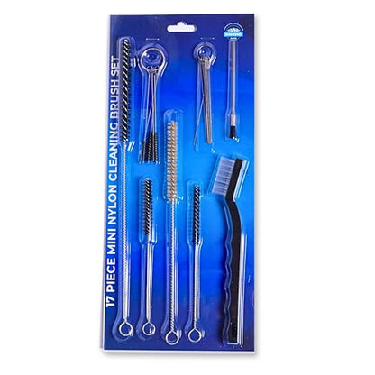 Diamond Shine 17-Piece Nylon Mini Cleaning Brush Set – Detail Brushes for Metal Straws, Airbrushes, Spray Guns, Hummingbird Feeders, Coffee Machines, Tubing & Pipes