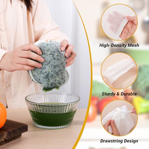 Nut Milk Bag, 5 Pack, Bowl-Shaped Reusable Fine Mesh Nylon Cheese Cloths Bags for Straining Almond/Oat/Soy Milk, Tea, Yogurt, Juice, Dumpling Fillings, Coffee, Flour (Medium) - size: Medium