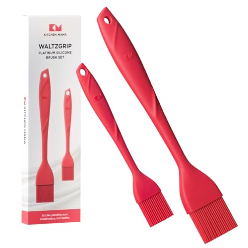 Kitchen Mama WaltzGrip 플래티넘 실리콘 베이스팅 페이스트리 브러시, 레드 | 내열성, 요리, 베이킹, 그릴링, 오일 또는 버터 스프레딩용, 식기세척기 사용 가능 - color: 레드