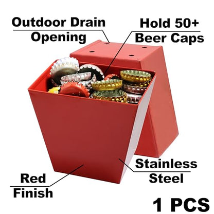 Red Stainless Bottle Cap Catcher Wall Mount with Drainage Holes Rustproof Beer Cap Holder for Garage Bar Home - color: Red