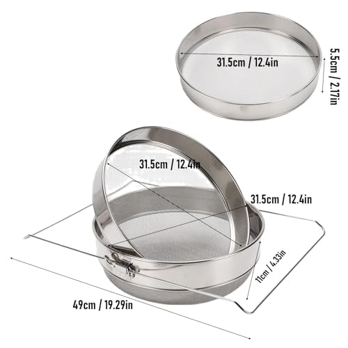 Stainless Steel Honey Strainer, Double Layer Sieve Honey Filter for Beekeeping, Telescopic Bucket Strainer with Fine Mesh