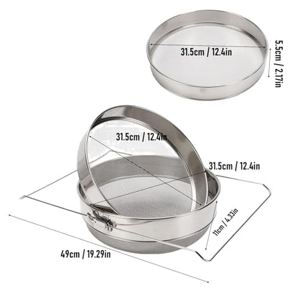 Stainless Steel Honey Strainer, Double Layer Sieve Honey Filter for Beekeeping, Telescopic Bucket Strainer with Fine Mesh