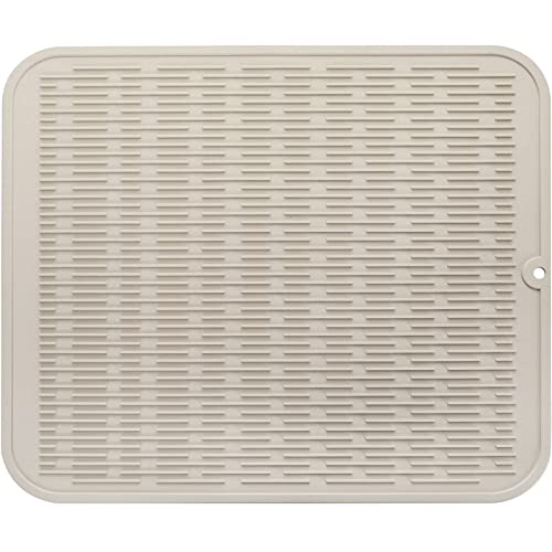 MicoYang Silicone Dish Drying Mat for Multiple Usage,Easy clean,Eco-friendly,Heat-resistant Silicone Mat for Kitchen Counter or Sink,Refrigerator or Drawer Liner Tapioca 2XL 24 inches x 18 inches - color: Tapioca, size: 24"L x 18"W