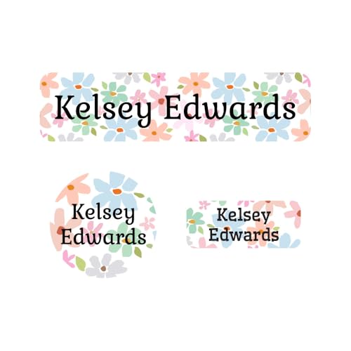 Name Bubbles - Kids Custom Name Labels for Daycare, School, Camp (102 Labels) - Personalized Waterproof Name Stickers for Clothes Tags, Lunch Boxes, Water Bottles, & School Supplies (Flowers) - color: Flowers, size: 102 Labels