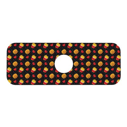 Fries Cheeseburger Heart Faucet Mat For Kitchen Sink, Absorbent Countertop Protector, Quick Dry Sink Splash Guard Pad, Waterproof Draining Mat 15" X 5.5" - color: Style 3