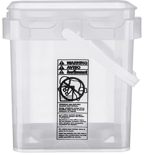 House Naturals 4 Gallon Food Grade Plastic Square clear bucket pail with lid container (Pack of 3) Made in USA- BPA Free - size: 4 Gallon