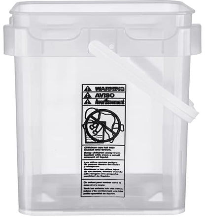 House Naturals 4 Gallon Food Grade Plastic Square clear bucket pail with lid container (Pack of 3) Made in USA- BPA Free - size: 4 Gallon