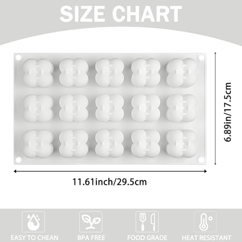3D Mini Bubble Candle Molds, 15-Cavity Silicone Bubble Cube Molds for Candle, Wax, Resin, Cube Molds for Mousse, Cake, Chocolate, Candy - color: White-R0143 (Small Bubble)