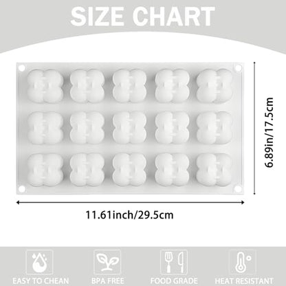 3D Mini Bubble Candle Molds, 15-Cavity Silicone Bubble Cube Molds for Candle, Wax, Resin, Cube Molds for Mousse, Cake, Chocolate, Candy - color: White-R0143 (Small Bubble)