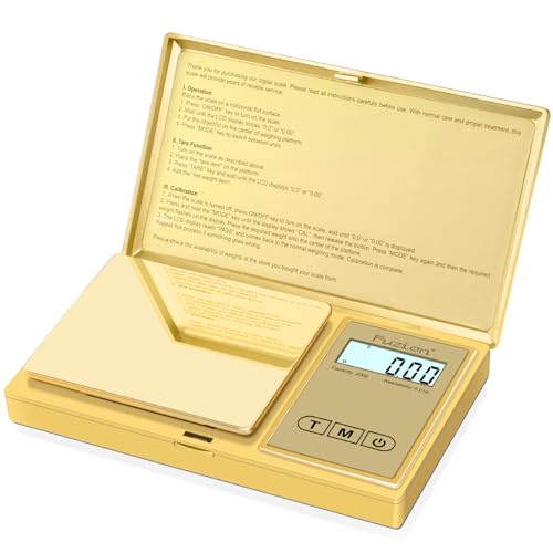 Fuzion Gram Scale, 200gx0.01g Digital Pocket Scale Gold Titanium Plating, High Precision Small Scale, 6 Units Jewelry Scale with Back-Lit LCD, Tare Function for Food, Powder, Herb, Arrow, Travel - color: Gold, size: 200g without Accessories