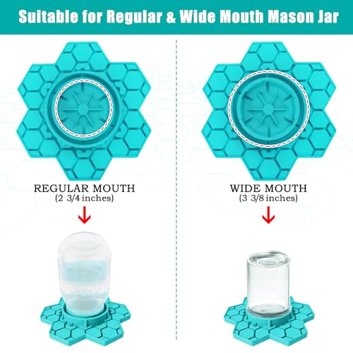 2 Pack Bee Feeder for Mason Jar, Silicone Bee Watering Station, Compatible with Regular and Wide Mouth, Bee Feeders for Hives, Beekeeping Supplies, Bee Waterer for Outside Garden(Blue) - color: Blue-2pack
