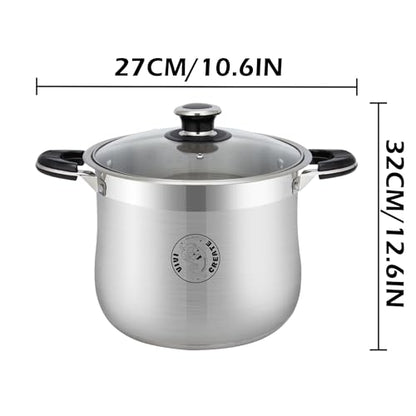 Vivicreate 22.5 Quart Stainless Steel Stock Pot with Lid Large Induction Cooking Pot for Pasta Soup Boiling Stew with Measurement Marks and Handles - size: 22.5 Quarts