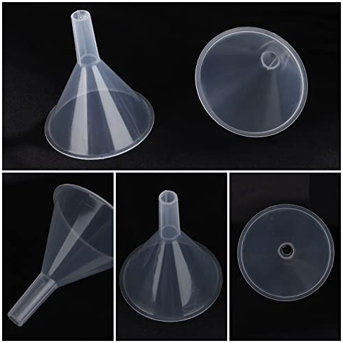 60 Piece Small Clear Funnels Set - 2.5" Wide, Bulk Plastic Funnels for Bottles, Lab, Oil & More