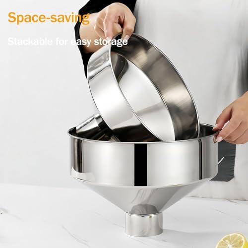 Kitchen Funnel Large Funnel Maximum 15-inch Wide Mouth Food Grade Metal Stainless Steel Mouth Factory use Beer Milk Juice (Top 7.87" Bottom 1.1") - size: Top 7.87" Bottom 1.1"
