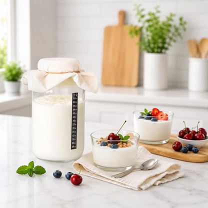 Kefir Starter Kit, 64oz Mason Fermentation Jar with 2 Kefir Strainers, kombucha starter kit with wooden spoon.Complete DIY Kefir for Home Brewing