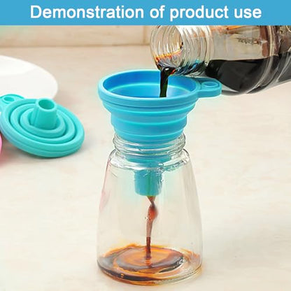 Kitchen Funnel Set 3 Pack, Small Medium Large, Kitchen Accessories Foldable Silicone Collapsible Funnels for Filling Water Bottle Liquid Transfer, Blue - color: 3 Blue