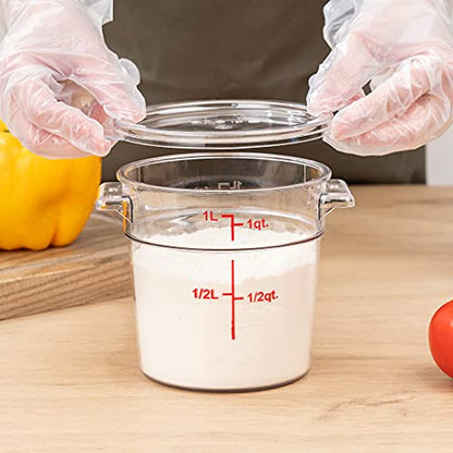 Restaurantware Met Lux 1 Quart Food Storage Containers 10 Round Commercial Storage Containers - Lids Sold Separately With Volume Markers Clear Plastic Food Prep Buckets Space-Saving Storage - size: 1 qt, style: 10 Count