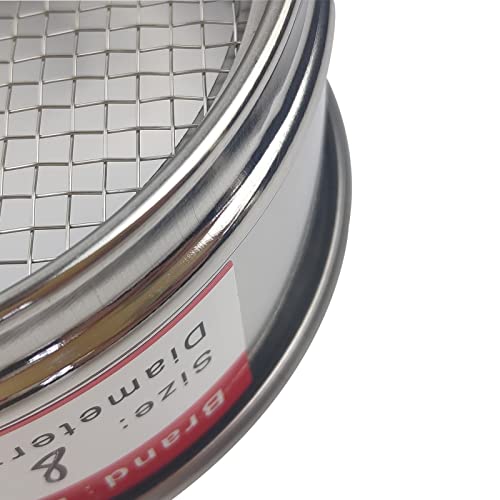 LABALPHA 8 Mesh Lab Sieves, Test Sieve #8 Mesh, 4'' Diameter, 304 Stainless Steel Wire Cloth (2.5mm) - size: 8 mesh (2.5mm)