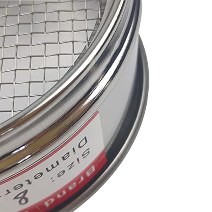LABALPHA 8 Mesh Lab Sieves, Test Sieve #8 Mesh, 4'' Diameter, 304 Stainless Steel Wire Cloth (2.5mm) - size: 8 mesh (2.5mm)